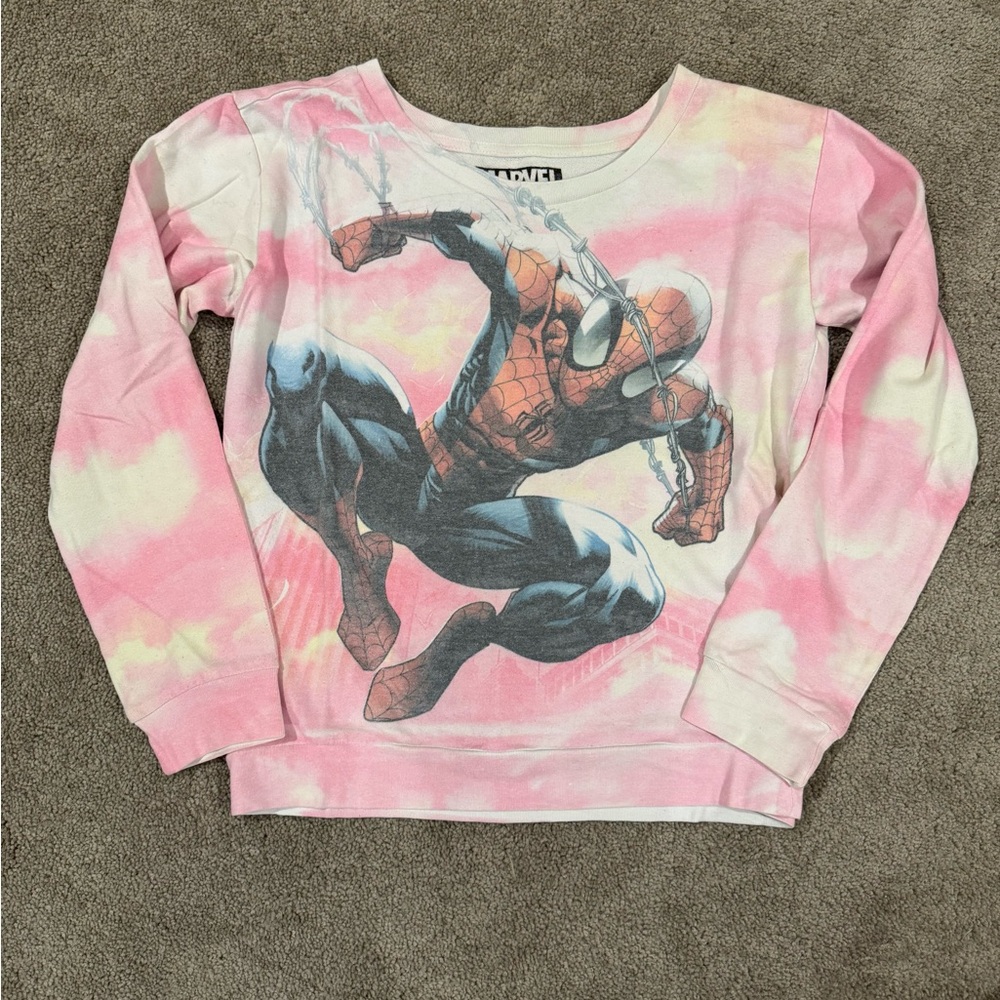 Spider Man crew neck sweater tye dye size S